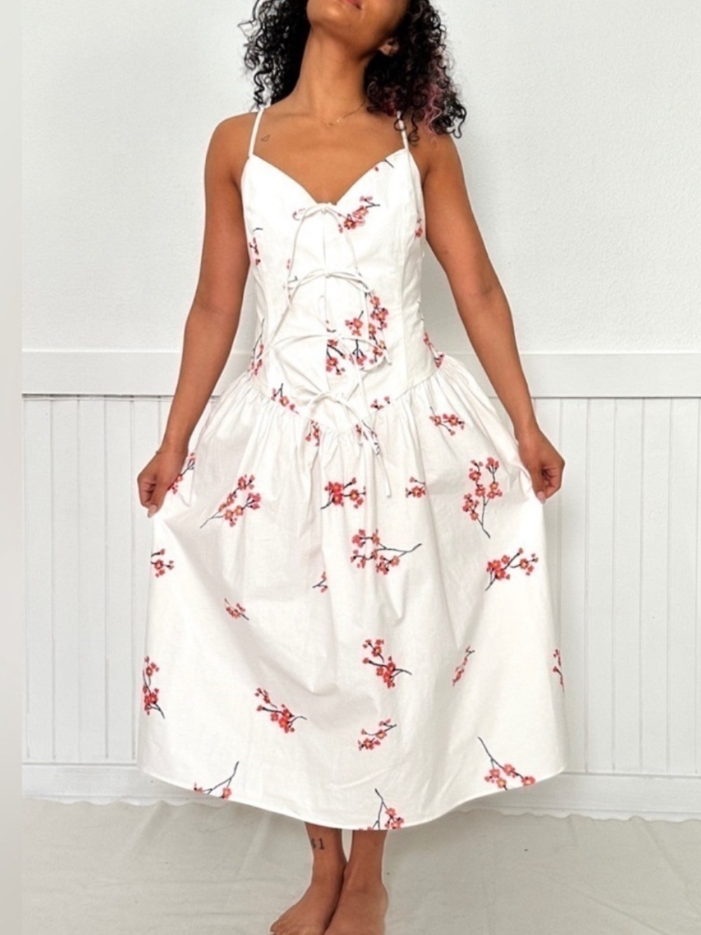 NWT Naya Rea Milana Drop Waist Midi Dress Women’s Size 8 Designer